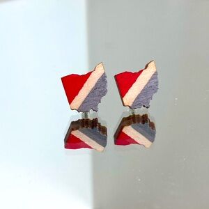 Ohio State wooden stud earrings